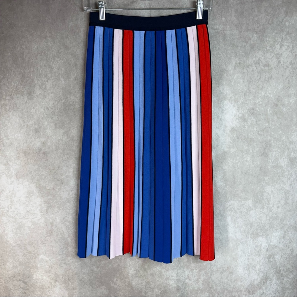 Tory Burch Sport Stripe Tech Knit Skirt In Pace Stripe Ace Blue Women's Size XS